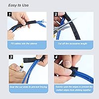 Vista 6 de CrocSee 10 pies - Funda trenzada para gestión de cables de 1/2 pulgada Protector de cable - Conducto de alambre dividido autoenvolvente para Beige