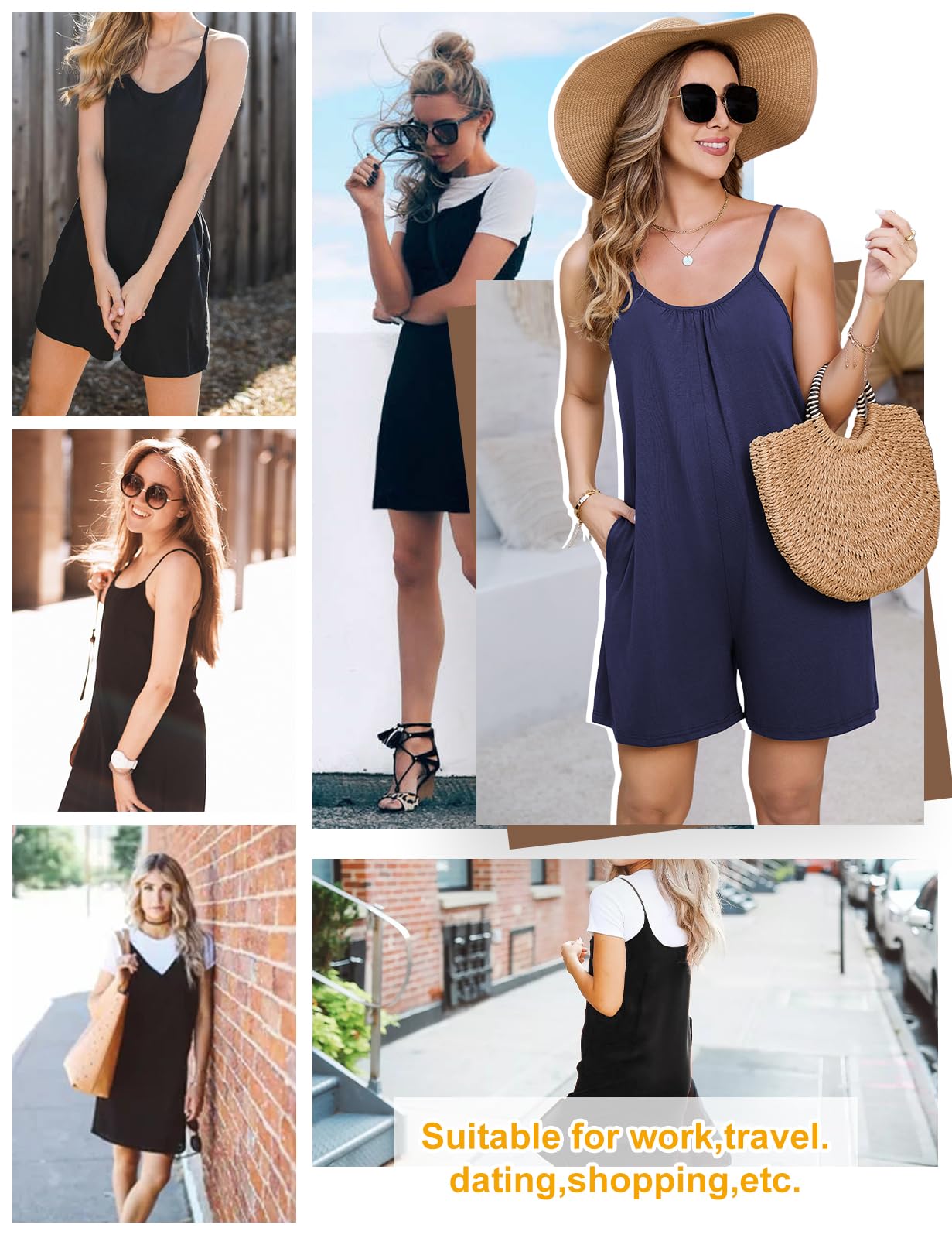 Niwicee Salopette Donna Estiva Jumpsuit Donna Senza Maniche Con Tasca Allentata Casual Pagliaccetto Spiaggia Vacanza Outfit