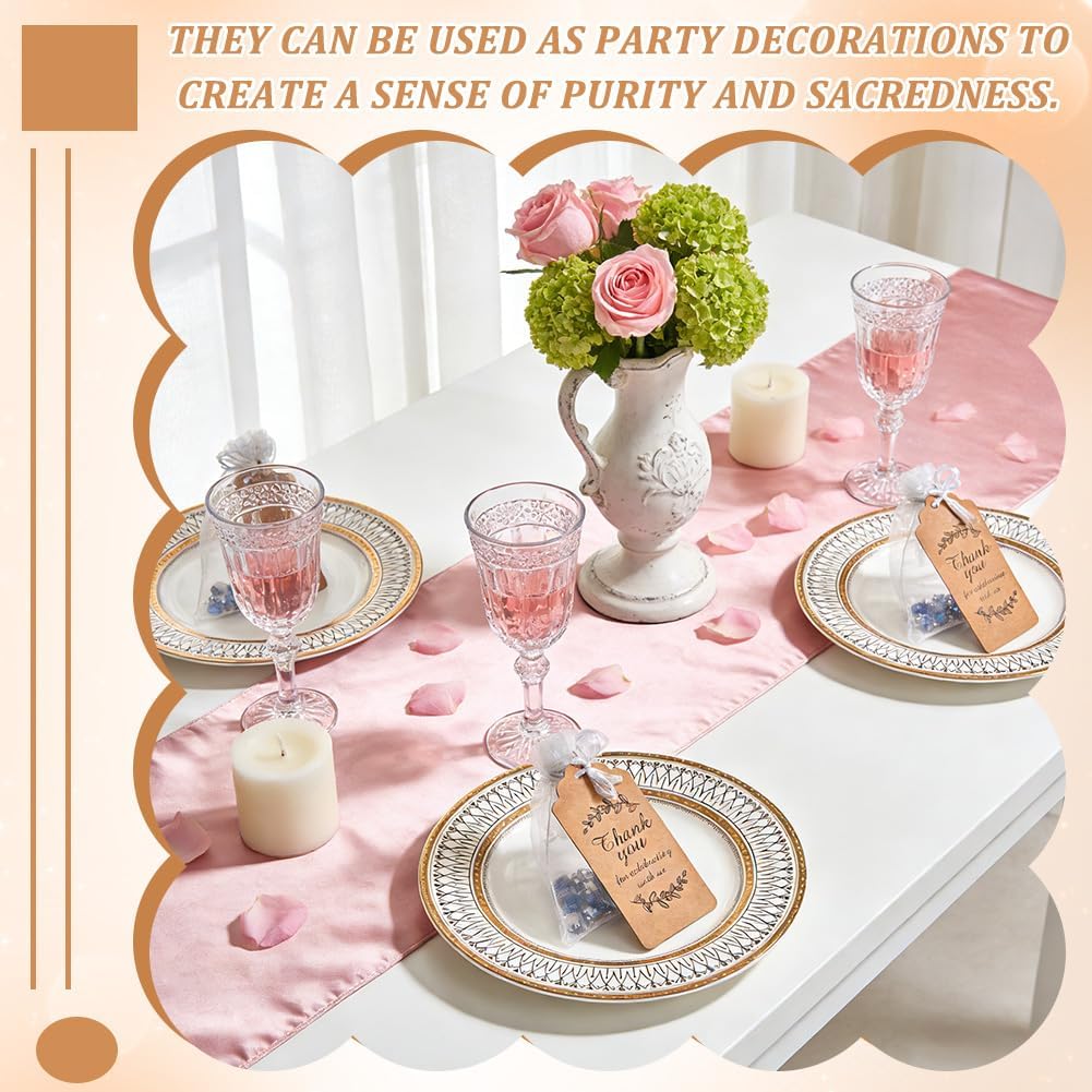 50 Sets Baptism Favors Set, Mini Rosaries Baptism Rosary Beads Finger Rosary Favors with 50Pcs Organza Gift Bags and Kraft Paper Thank You Cards for Christening Easter Wedding Gift(Blue)