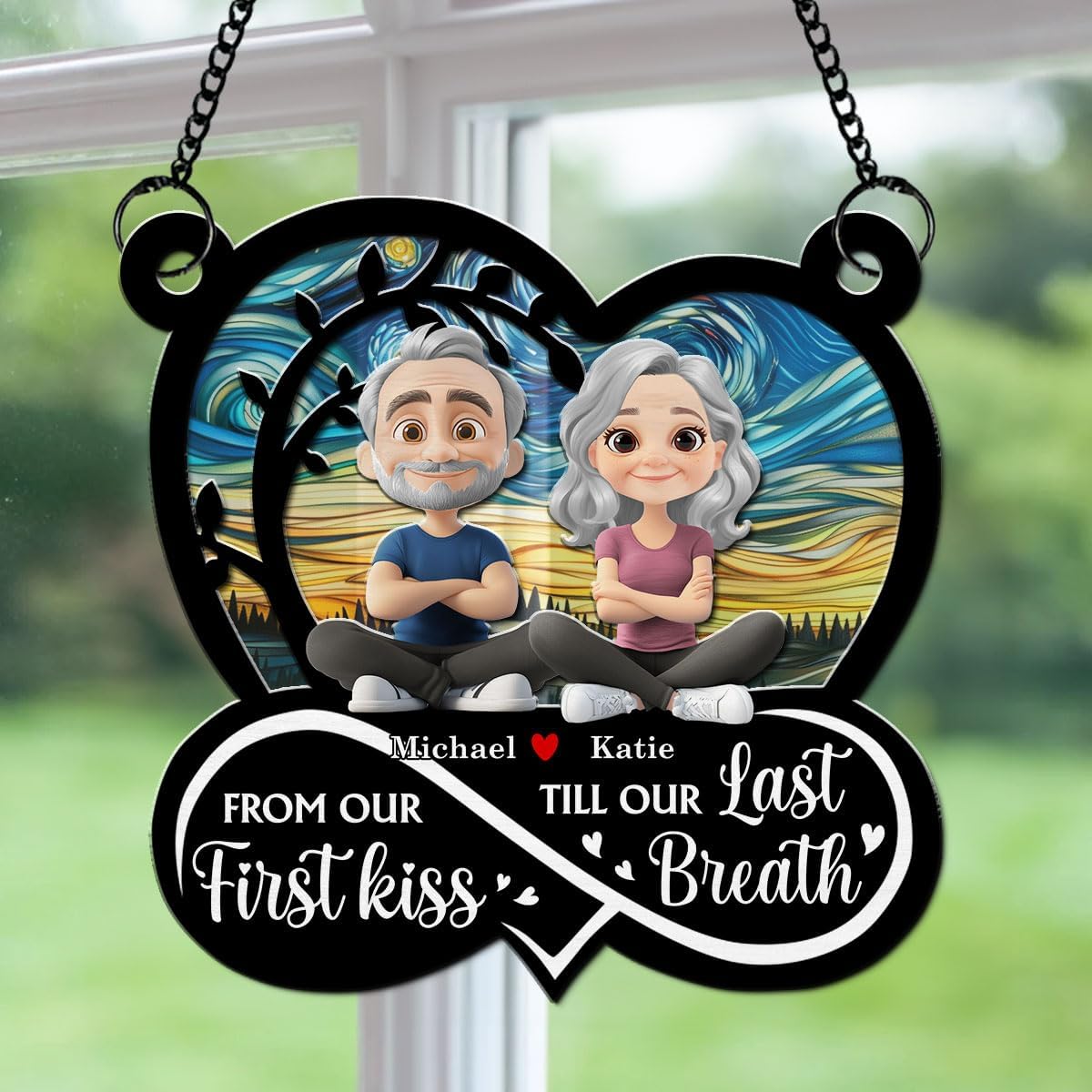 You & Me We Got This Personalized Suncatcher - Custom Haning Decoration for Couple, Birthday Gift for Him Her, Wedding Decoration for Husband Wife