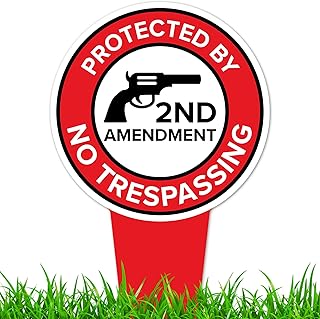 Protected By 2nd Amendment, No Trespassing Sign,7x13, Heavy Duty Integrated Ground Stakes, Indoor/Outdoor Use, Rust Free Aluminum Composite, Made in USA by My Sign center