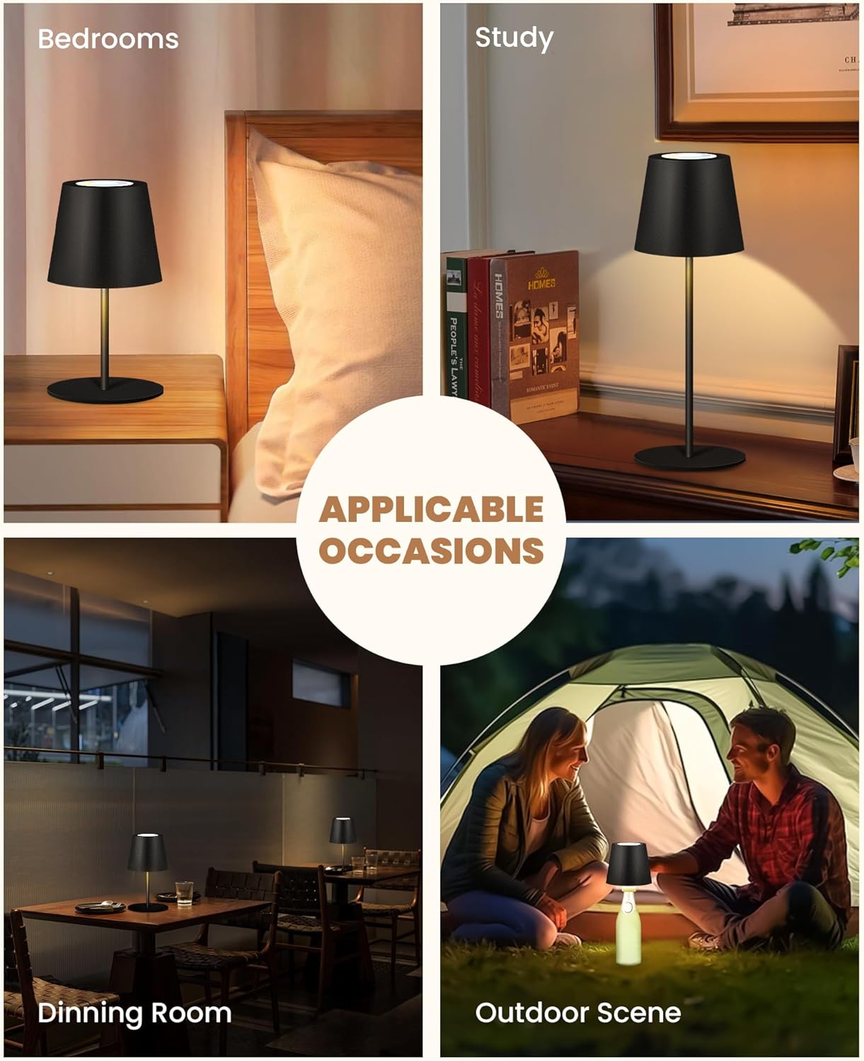 2 Pack Cordless RGB Table Lamp,Wireless Bottle Lamp,3 Level Dimming & RGB Cycle LED Portable Desk lamp,5000mAh Rechargeable Battery,Waterproof Outdoor,for Bedroom/Bars/Camping(Black)