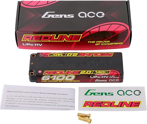 Miniatura 5 de Gens ace Redline 2.0 Series 6100mAh 2S Lipo Batería 140C 7.6V HV HardCase Lipo Batería (2 piezas)