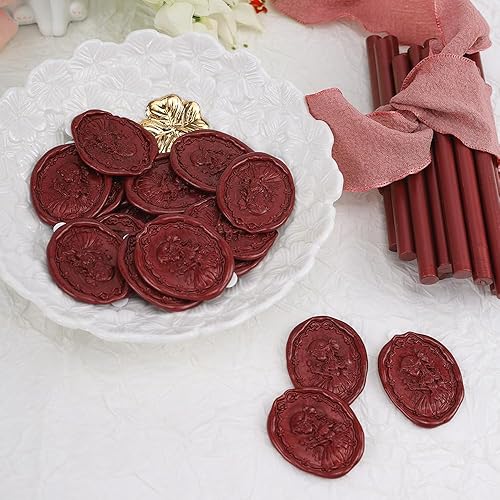 Miniatura 8 de Varillas de cera de sellado color rojo vino, 20 unidades de 0.28 pulgadas de diámetro, varillas de cera de sellado para invitaciones de boda,