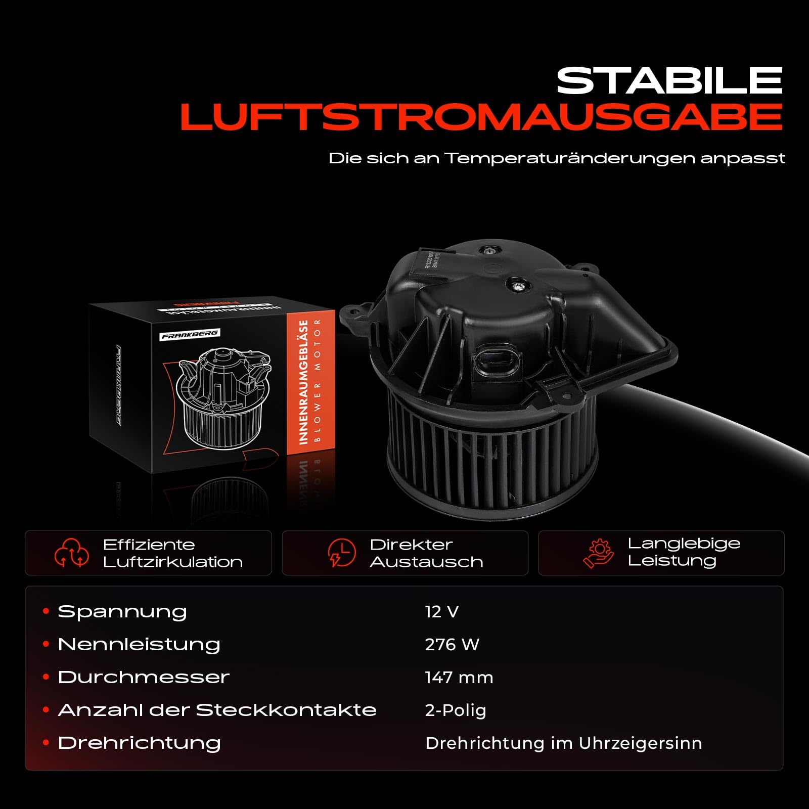 Frankberg Motore del ventilatore Compatibile con Scénic I MPV FA0 JA0/1 1.4 16V 1.9 dCi RX4 1.9 DTi 1.8 16V 1.8 4x4 1.6 1.6 Bi-Fuel 1.9 dCi 1.9 D 2.0 16V 1999-2003 7701048387