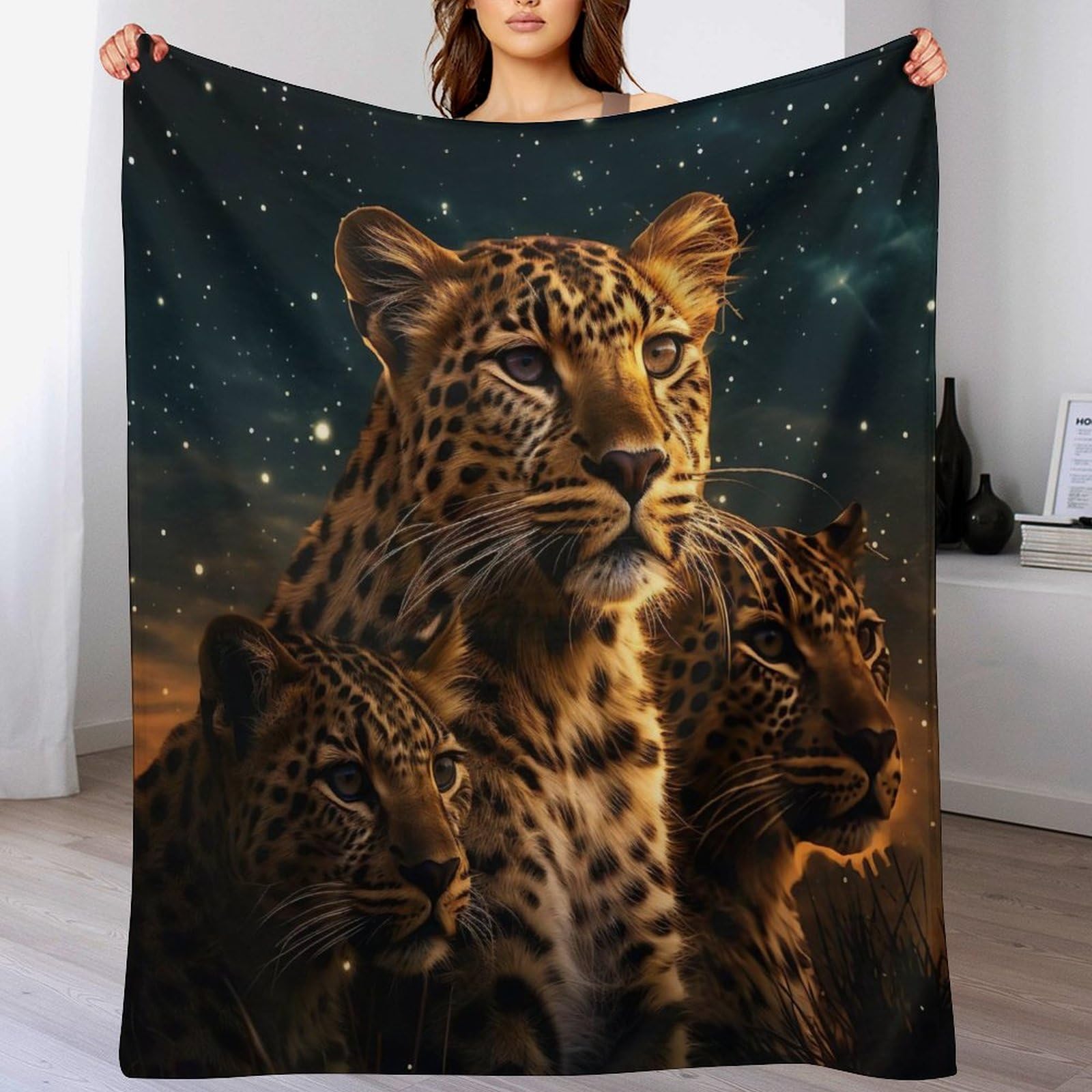 Manta de leopardo para sofá y salón en invierno franela suave de 180x200 cm