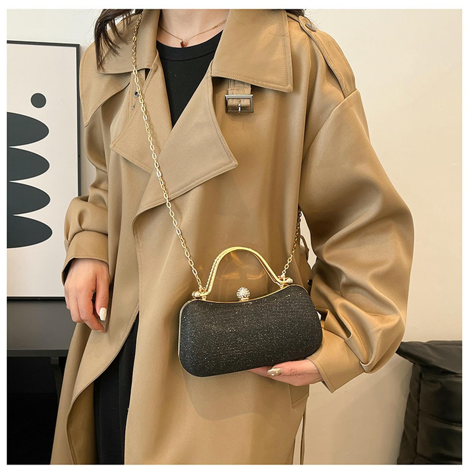 Damska torba z uszami niszowa torba modna modna łańcuszek wieczór ramię Crossbody