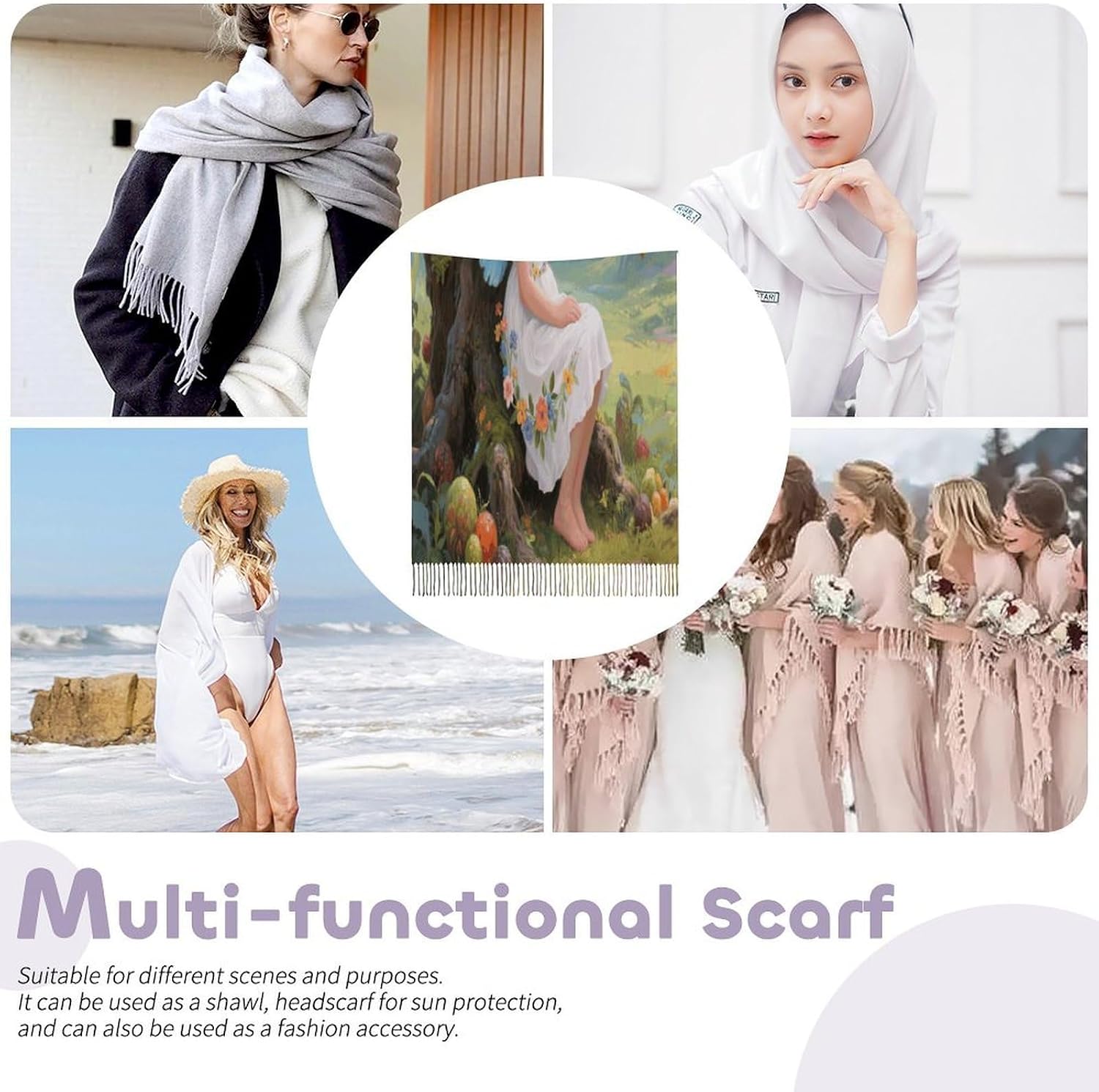 Ancient Tree Flower Fairy Scarf for Women Men Classic Fashion Blanket Scarves Soft Cashmere Feel Scarf Cold Weather Warm Long Shawl Winter Large Scarves Classic Blanket Scarfs Thick