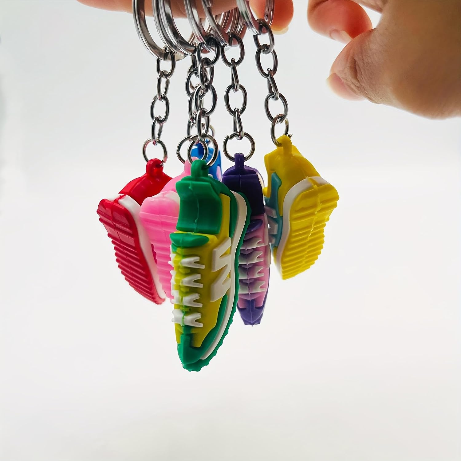 LeeCHee 6Pcs Sneakers Keyring Sneaker Shoes Color Mix Colorful,Handmade Fashion Jewelry,Key Ring Chain Lanyard image 2