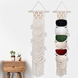 SelfTek 1 Pack Hat Organizer for Baseball Ca-ps, Macrame Hat Holder For Wall, Hat Racks for Wall Door, Boho Hat Hanger Decorative Hat Storage for Baseball C-aps [ Up to 12 C-aps ]