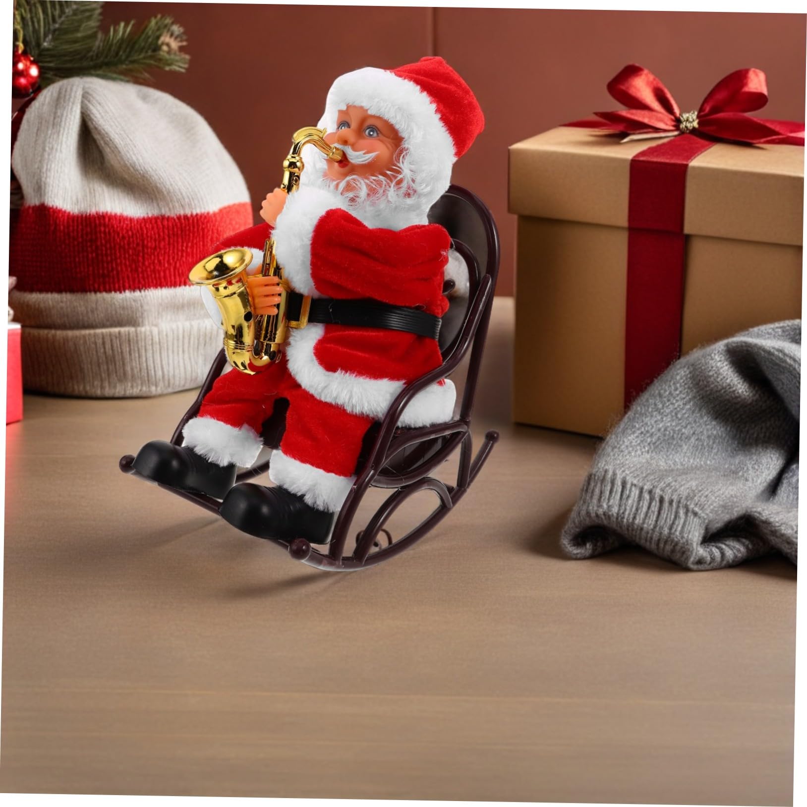 Toyvian Juguete De Papá Noel Musical Eléctrico Silla De Ruedas Adorno Navideño con Instrumento para Decoración De Fiesta y Juguete Divertido