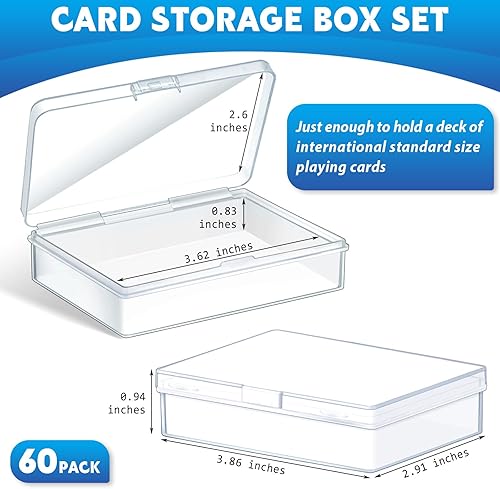 Miniatura 2 de Vicenpal Caja de cartas de juego de 60 piezas, funda transparente para tarjetas, organizador de almacenamiento de tarjetas, estuche de plástico para