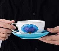 Vista 6 de Jusalpha Té de porcelana inglesa para un juego, tetera clásica de pétalos azules, taza de té, juego de platillo, juego de regalo para servir té #07