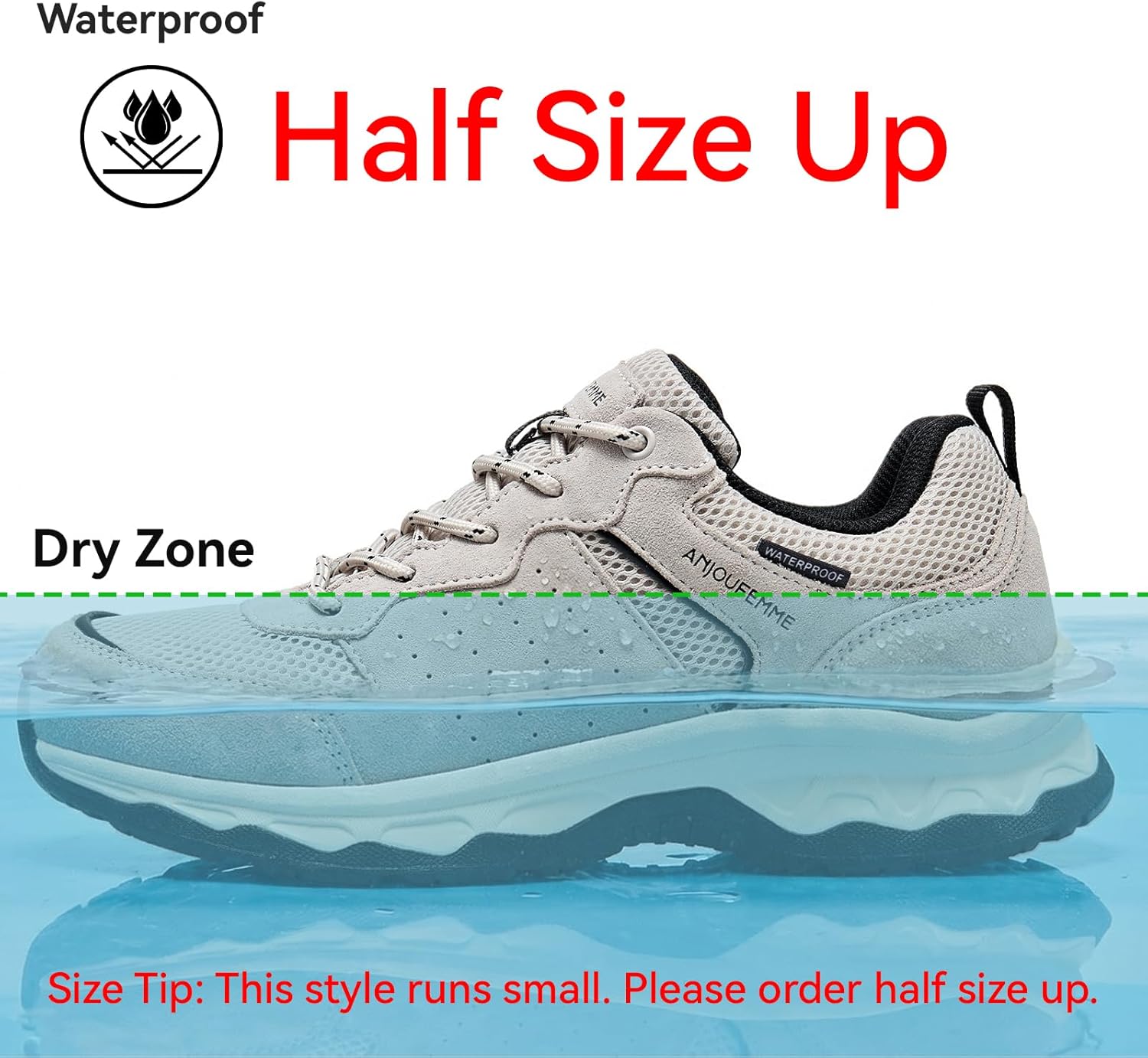 ANJOUFEMME Women's Waterproof Hiking Shoes (Runs Small, Order Half Size Up)