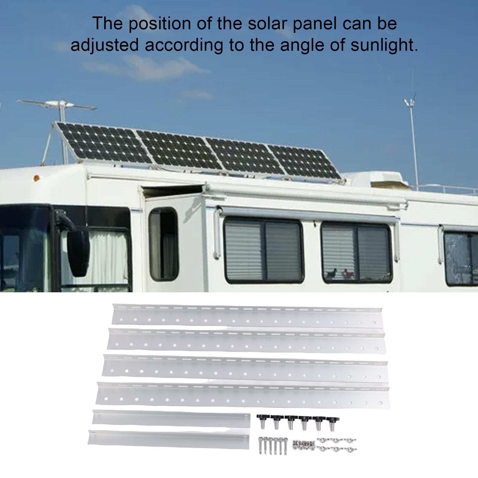 Generic Wsporniki Montażowe Panelu Słonecznego, 28 -calowy Regulowany Wspornik Montażowy Panelu Słonecznego dla łodzi RV, Stop Aluminium o Wysokiej Wytrzymałości, Stojak na Panele