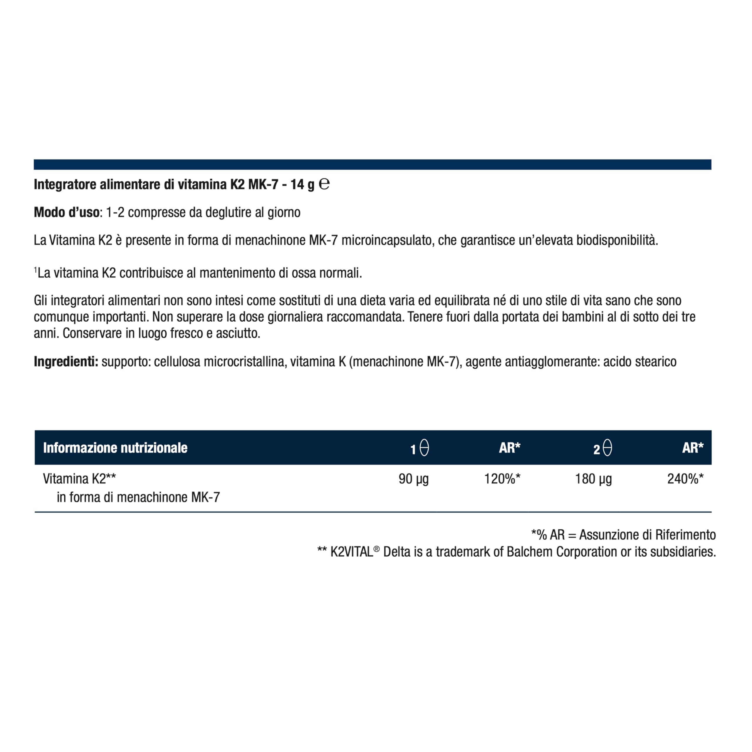 Metagenics Vitamina K2 - Contribuisce alla Normale Salute delle Ossa - 56 Compresse