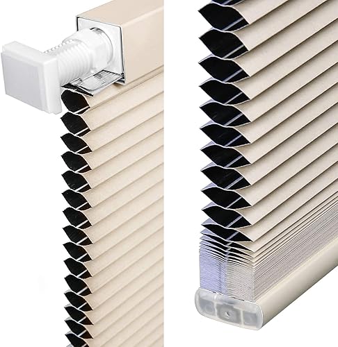 Miniatura 2 de LazBlinds Persianas celulares opacas sin cables, sin herramientas, sin taladro, para ventana, tamaño de 26 12 pulgadas de ancho x 64 pulgadas de