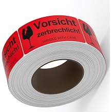 MFLABEL Pack of 500 Caution Fragile Stickers 100 x 50 mm Warning Labels Moving Warning Sticker
