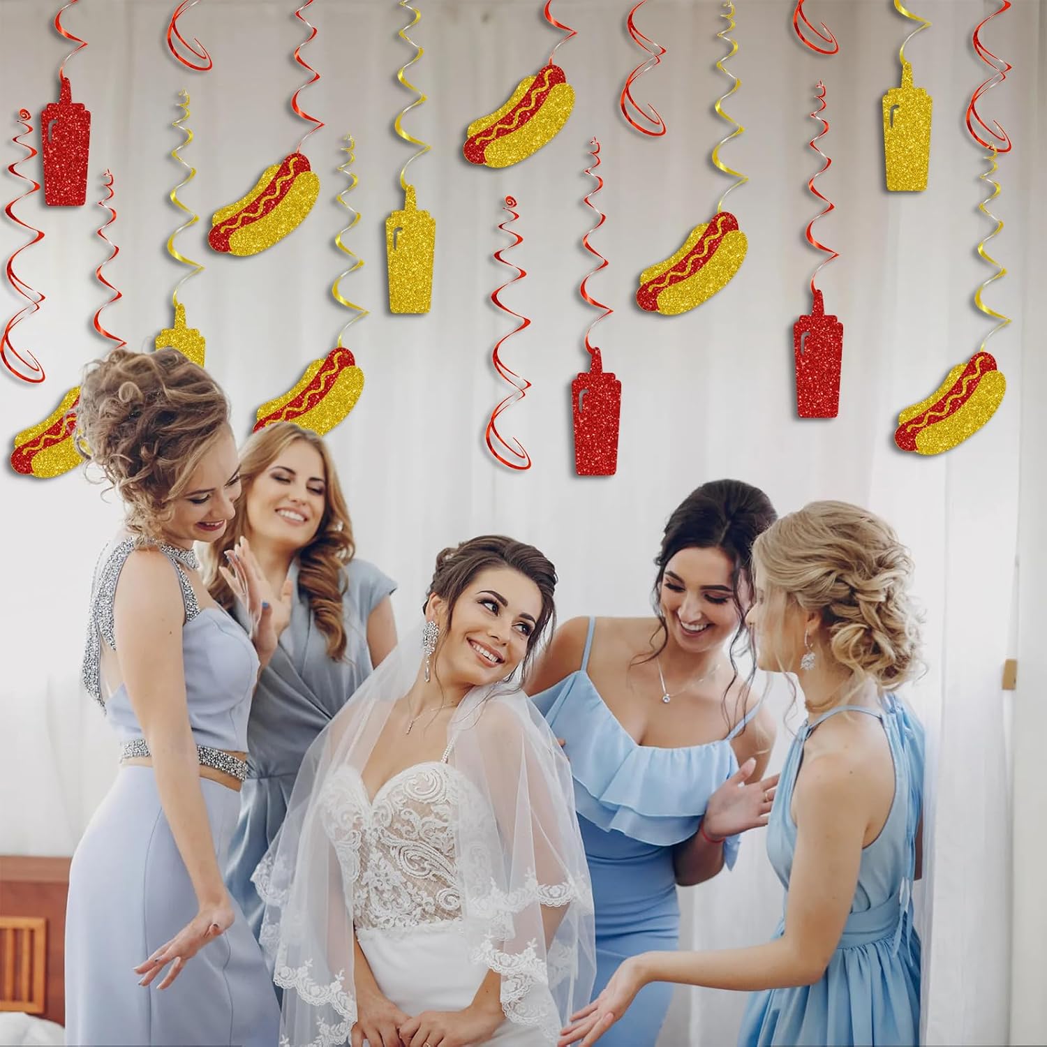 Hot Dog Party Decorations, Hotdog Hanging Swirls Decorations, Fast Food Theme Birthday Baby Shower Bachelorette Engagement Wedding Party Supplies