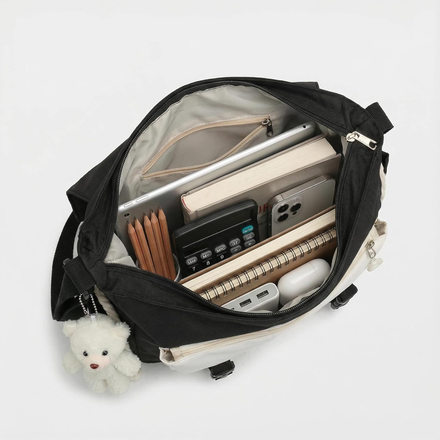 Cute Messenger Bag for Teen Girls Women, Kawaii Crossbody Shoulder Purse with Pins and Stuffed Pendant Gift - Image 5