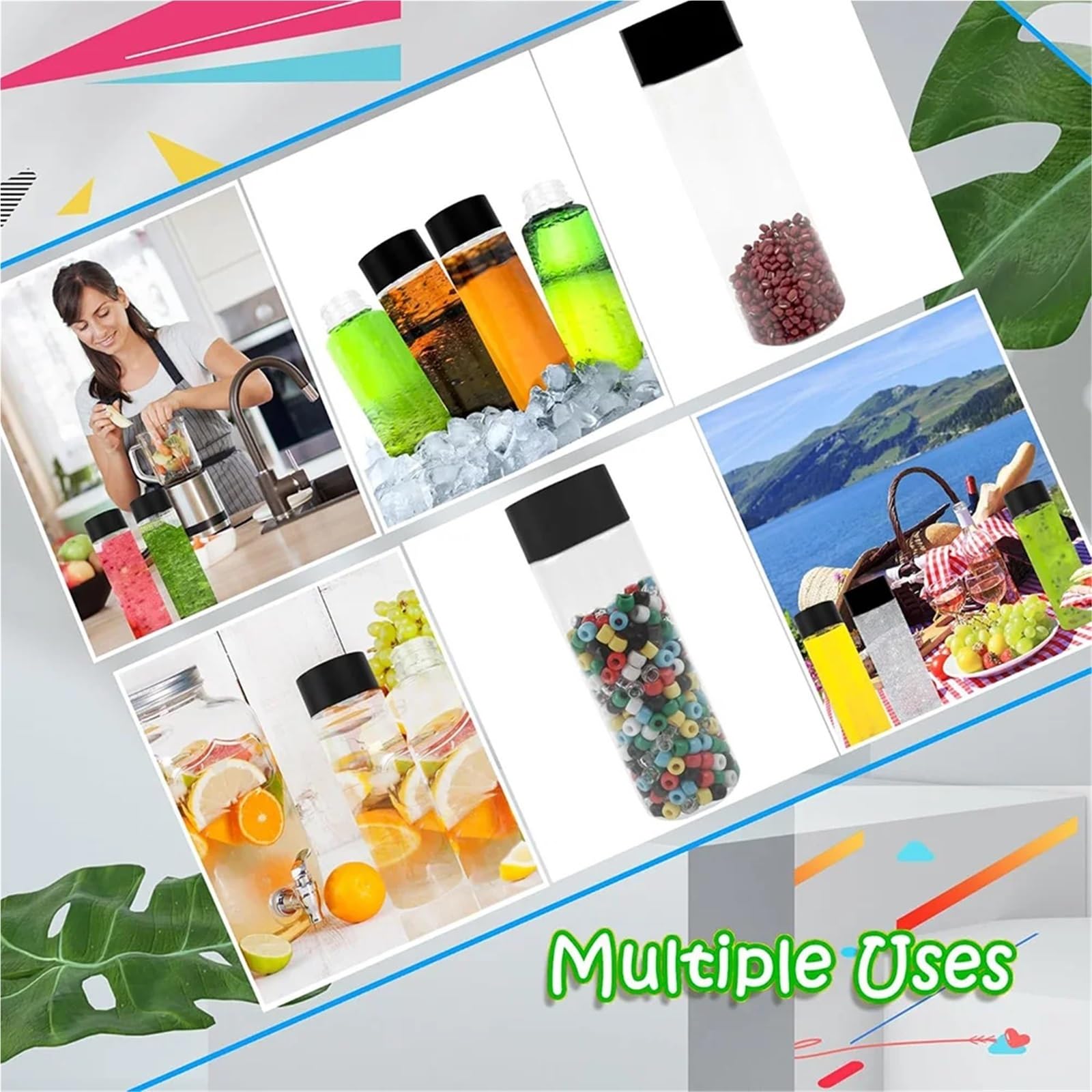 Botellas De Plástico Vacías Reutilizables For Jugo O Agua, Ideales For Batidos, Manualidades Sensoriales Y Calmantes, 400 Ml, 6, 12 24 Unidades Botella De Plástico(12PCS)