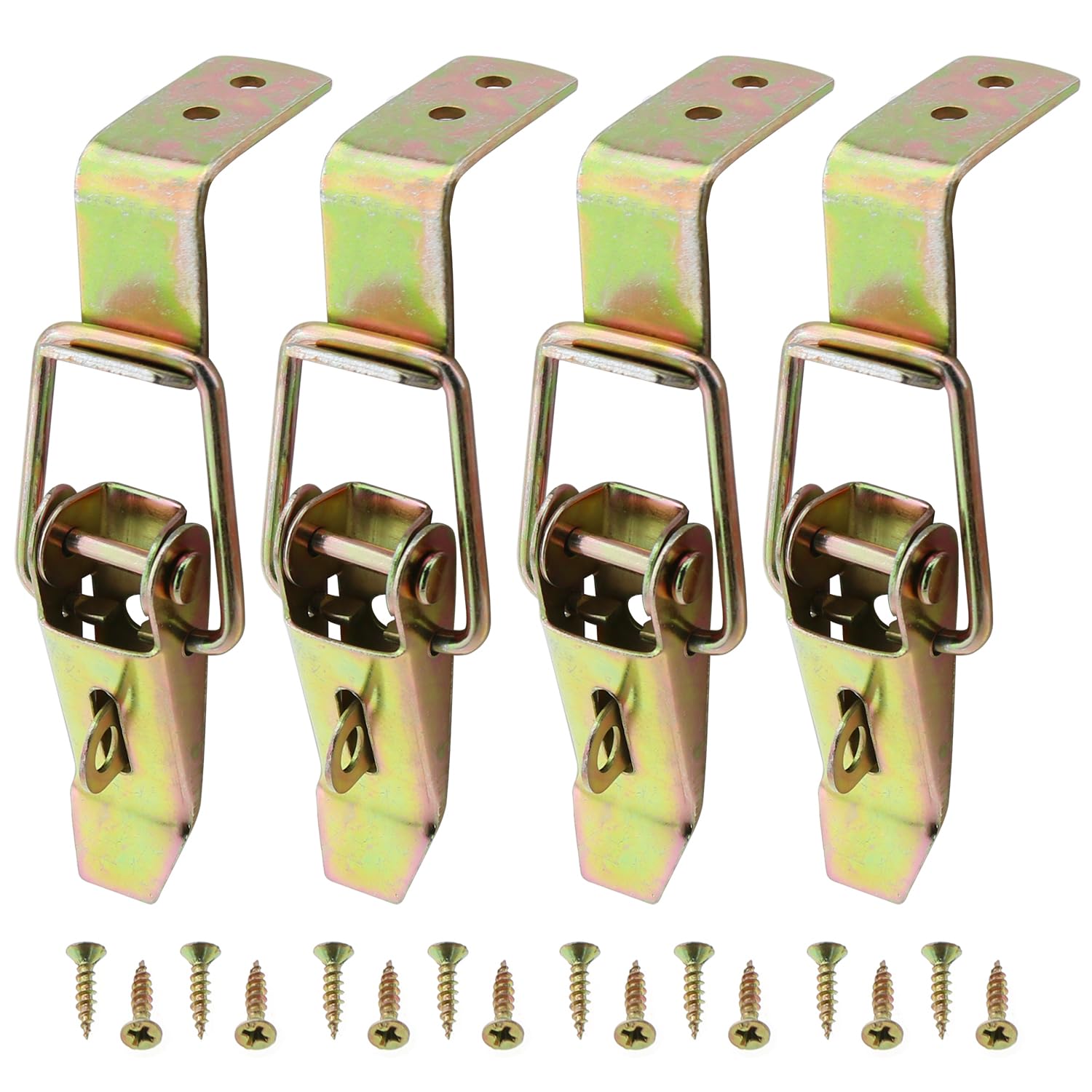 LUORNG 4PCS Metal Cabinet Luggage Trailer Door Hood Lock Clamp 90 Degree Right Angle Spring Latch Suitable for Locker Tool Box Gear Box Truck Trunk