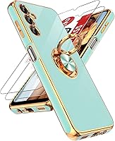 Vista 115 de LeYi para Funda de Teléfono Samsung Galaxy A13-5G: Protector de Pantalla de Vidrio Templado, Soporte Magnético Giratório de Anillo 360°, Borde Negro