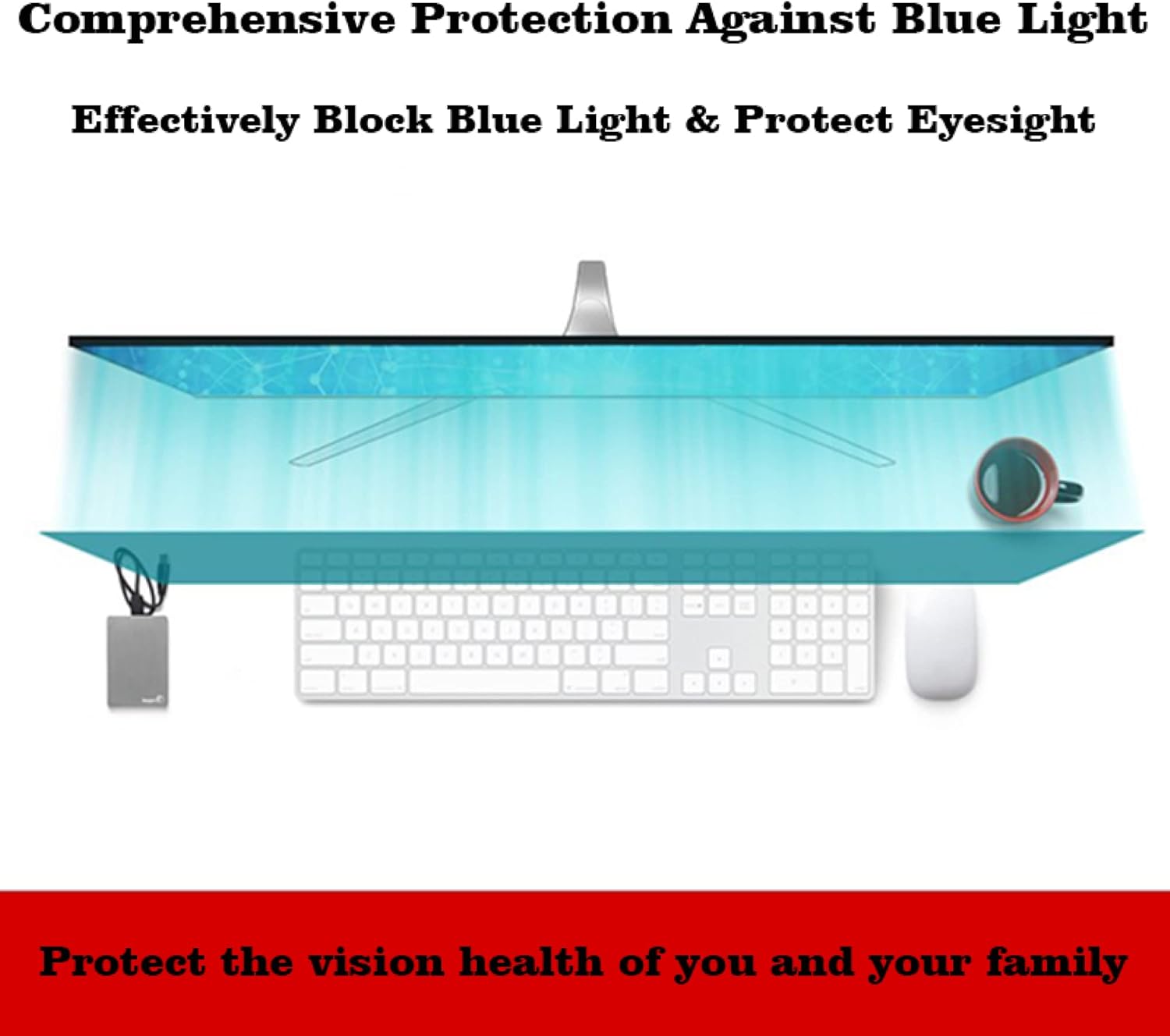 Anti Harmful Blue Light TV Screen Protector for 32-75 inch Standard or Curved Monitor - Eye Protection/Anti Glare/Blocking UV Filter - Damage Protection Panel/Clear / 32 Inches 698x392 mm
