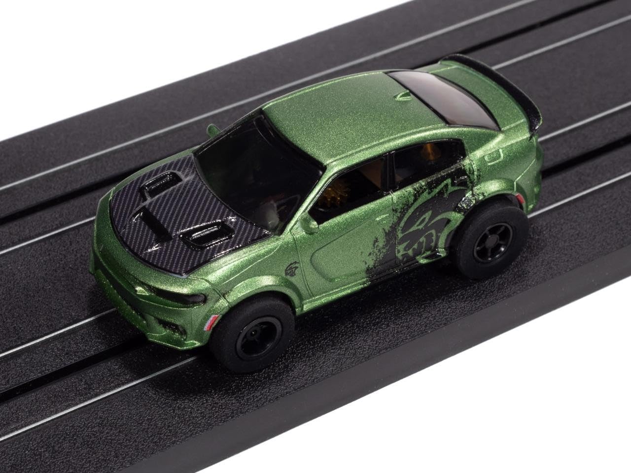 Auto World SC417-3G Xtraction 2021 Dodge Charger SRT Hellcat Redeye (Green) HO Scale Slot Car