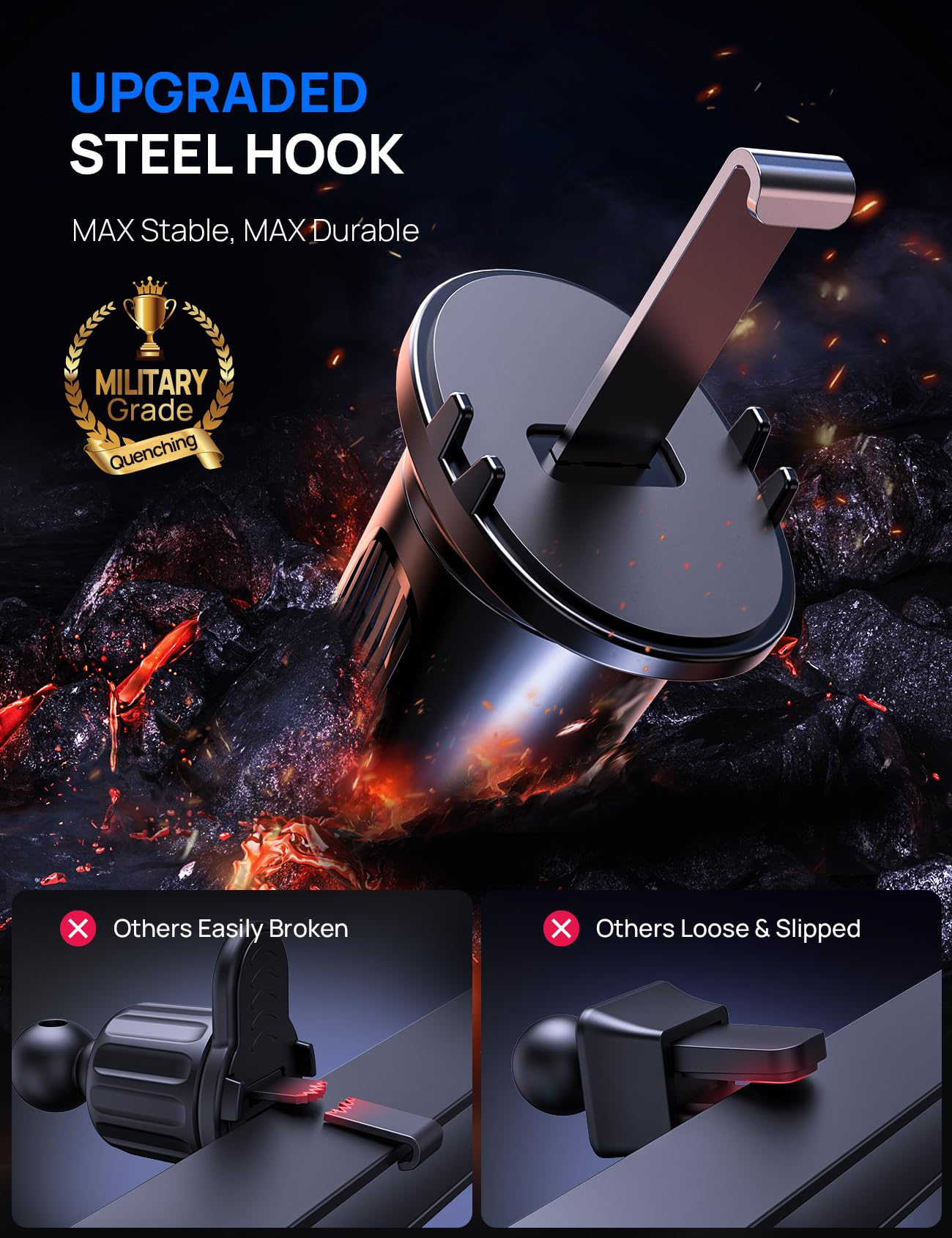 2026 Newest Car Phone Holder Air Vent, Upgrade Hook Clip Mobile Phone Holder for Cars 360° Rotable Car Phone Mount - Image 2
