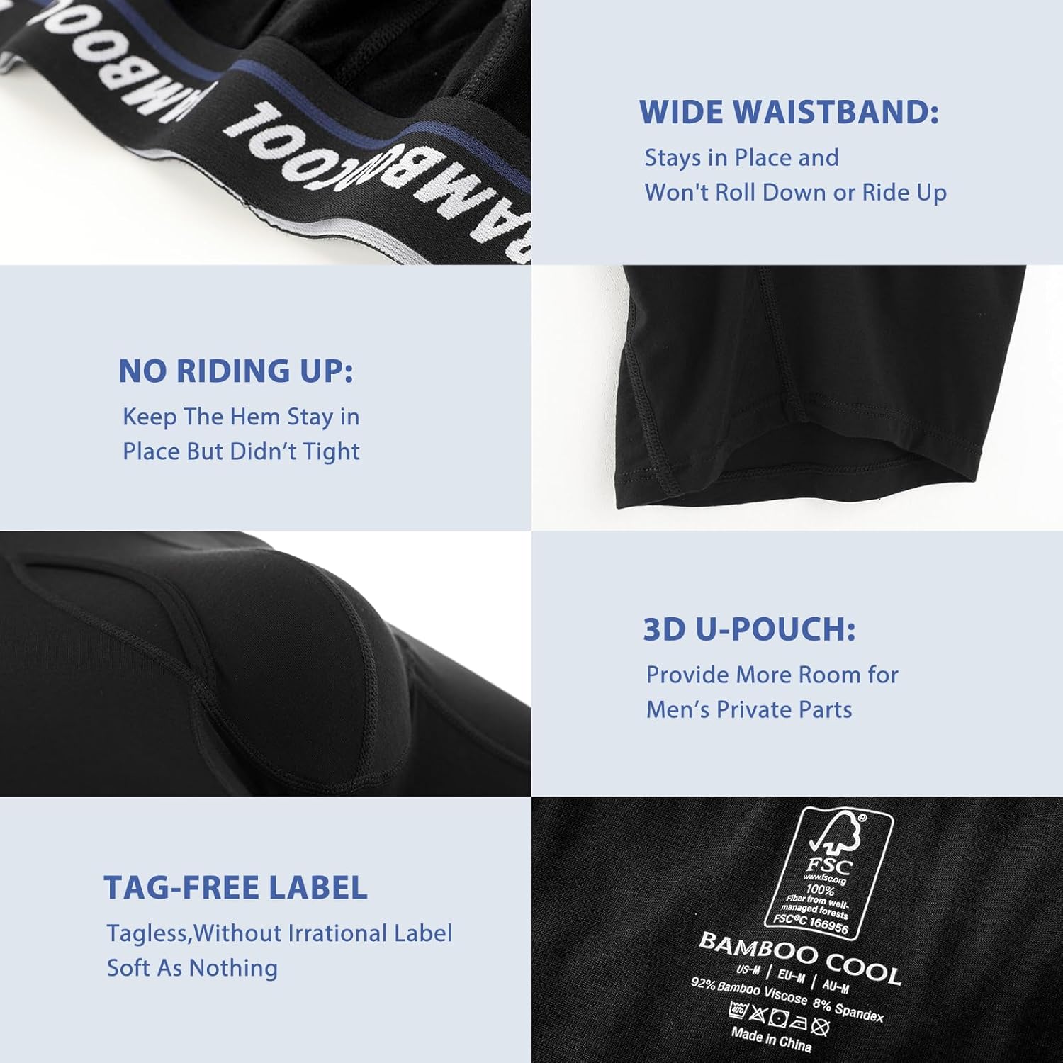 BAMBOO COOL Men's Long Boxer Briefs Performance Long Leg Sports Boxer Brief Underwear MultiPack - Image 5