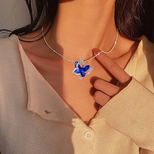 Miniatura 3 de CSIYANJRY99 Collares con colgante de cristal de mariposa, bohemia, cristales de tono plateado, collares de joyería, regalos para mujeres