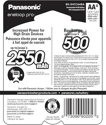 Miniatura 6 de Eneloop Panasonic K-KJ55KHC4BA Cargador de batería rápido avanzado de 4 horas con 4AA pro baterías recargables y Panasonic BK-3HCCA4BA pro AA