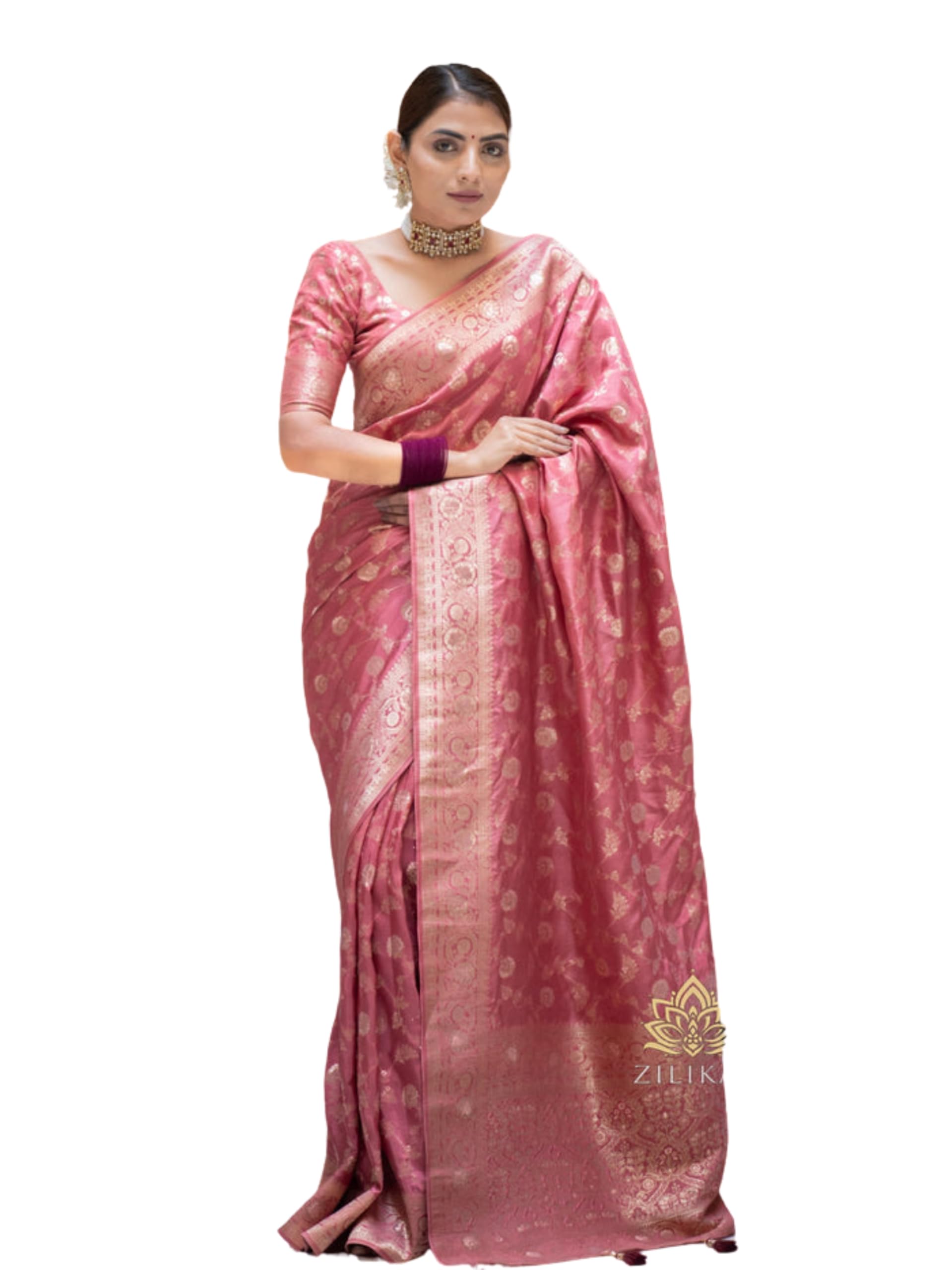 Women's Pure Kanjivaram Soft Silk Saree Banarasi Style Sarees For Wedding With Blouse Piece (Pari-165)-image-40