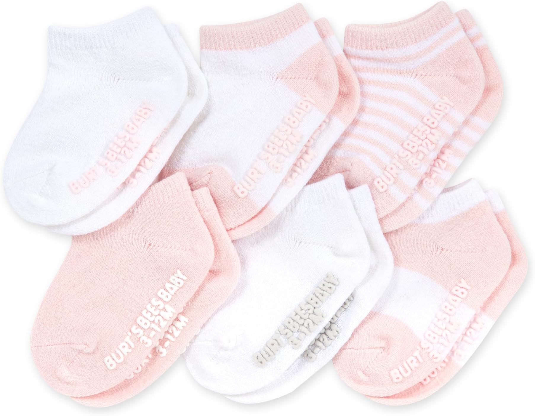 Burt's Bees Baby Baby Girls' Ankle Socks with Non-Slip Grips (6-Pack)