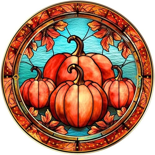 XMKP Kit de imágenes de arte de pared de mosaico de diamantes de imitación para adultos, calabaza de Halloween 5D, bricolaje, taladro redondo