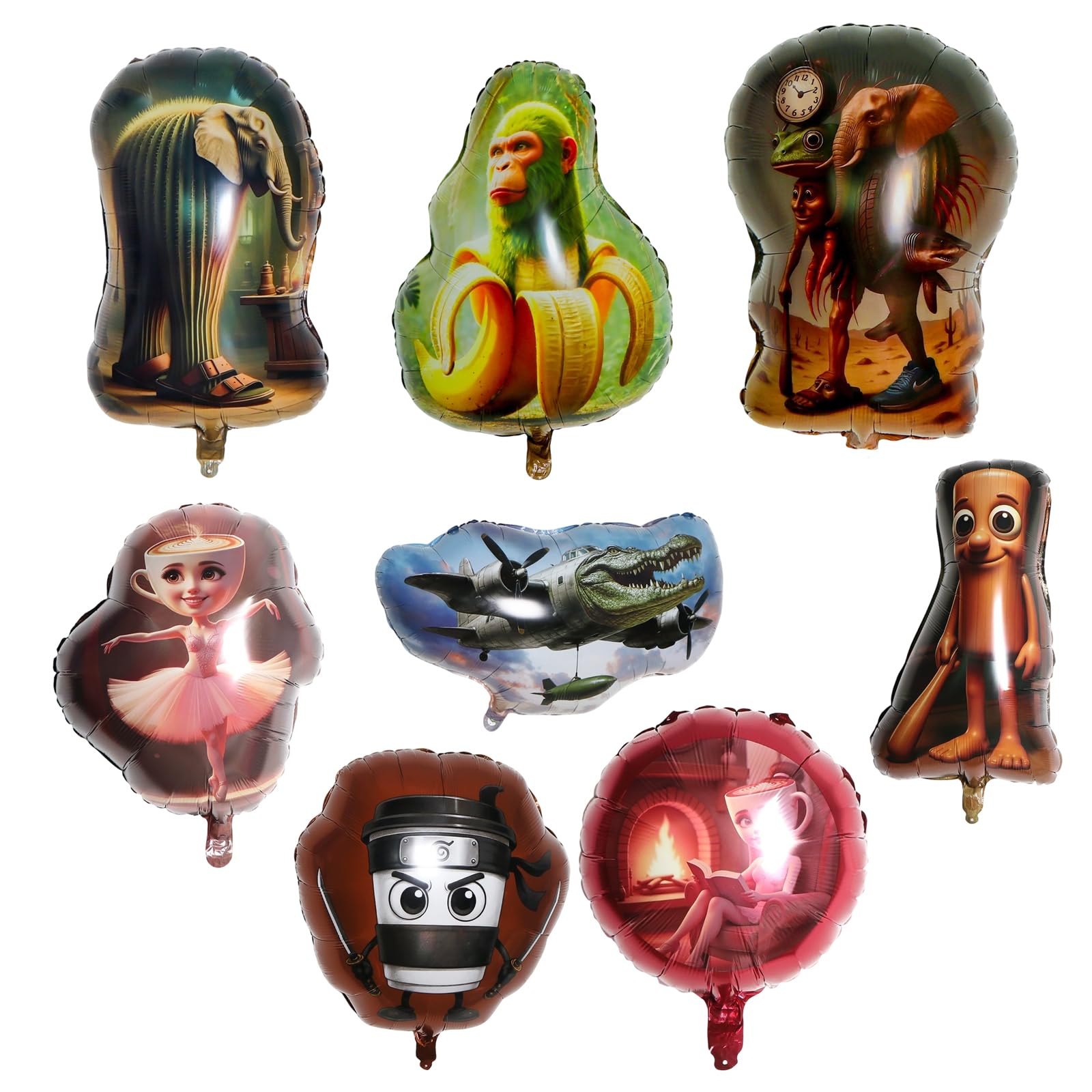 8 PCS Brainrot Birthday Decorations, Brain Rot Birthday Balloons, Fantasy Theme Party Supplies for Cosplay Events & Family Celebrations, Vibrant Colours & Durable Materials for Various Occasions