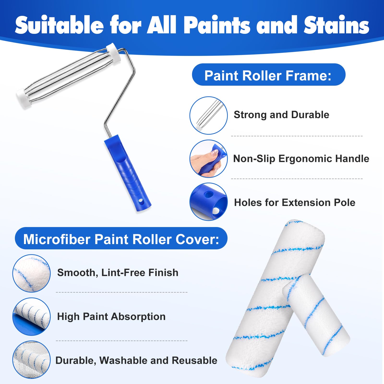 Kit de 41 rouleaux de peinture avec manche d'extension et sac de rangement