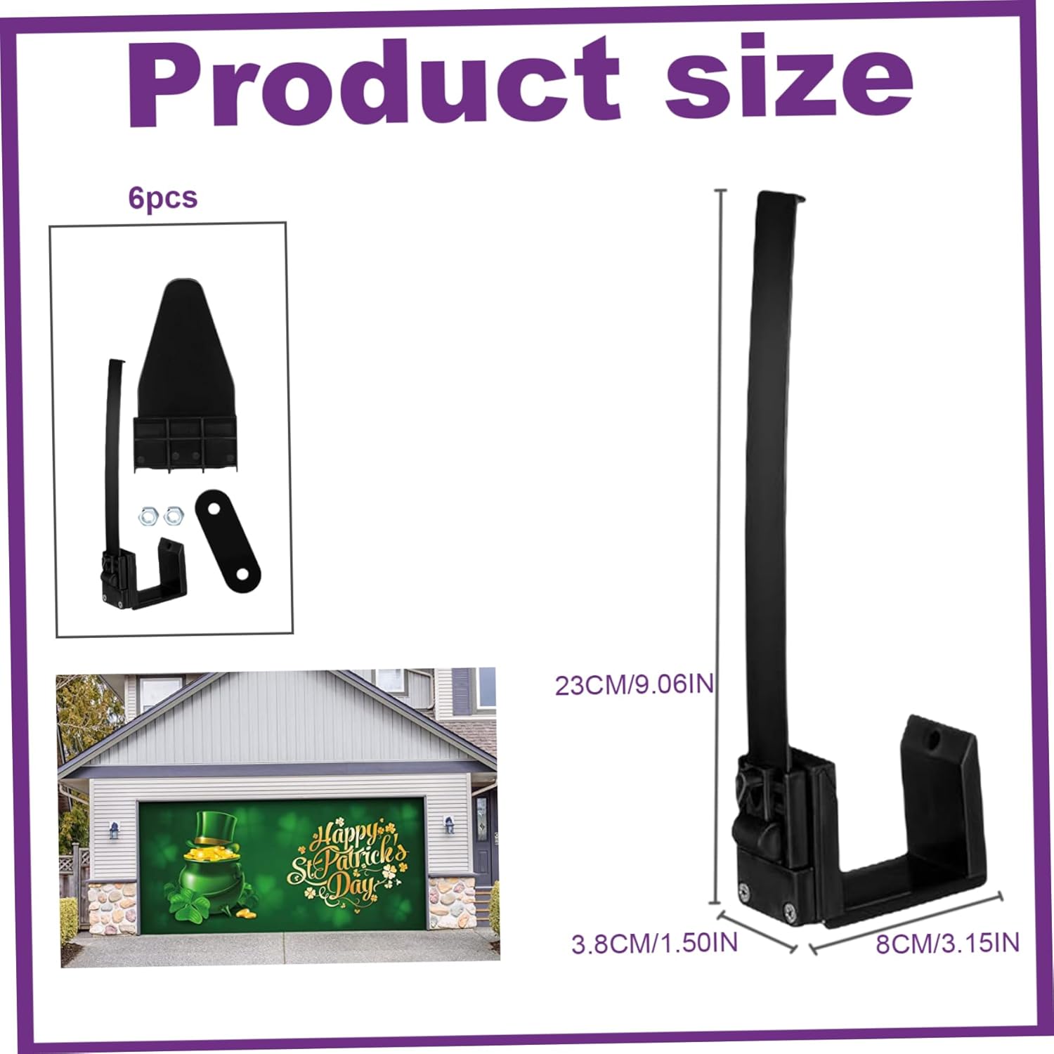 Garage Door Banner Clips 6Pcs Springed Garage Door Banner Clamps with Installation Accessories Installation Clips for Hallowe