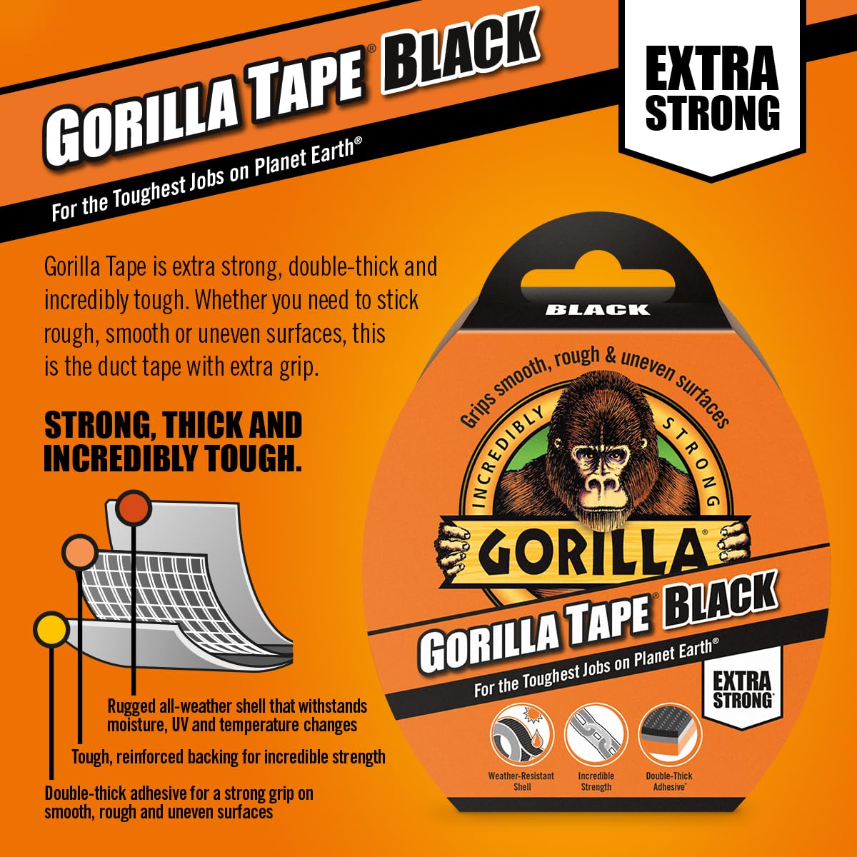 Gorilla Tape Black 32m