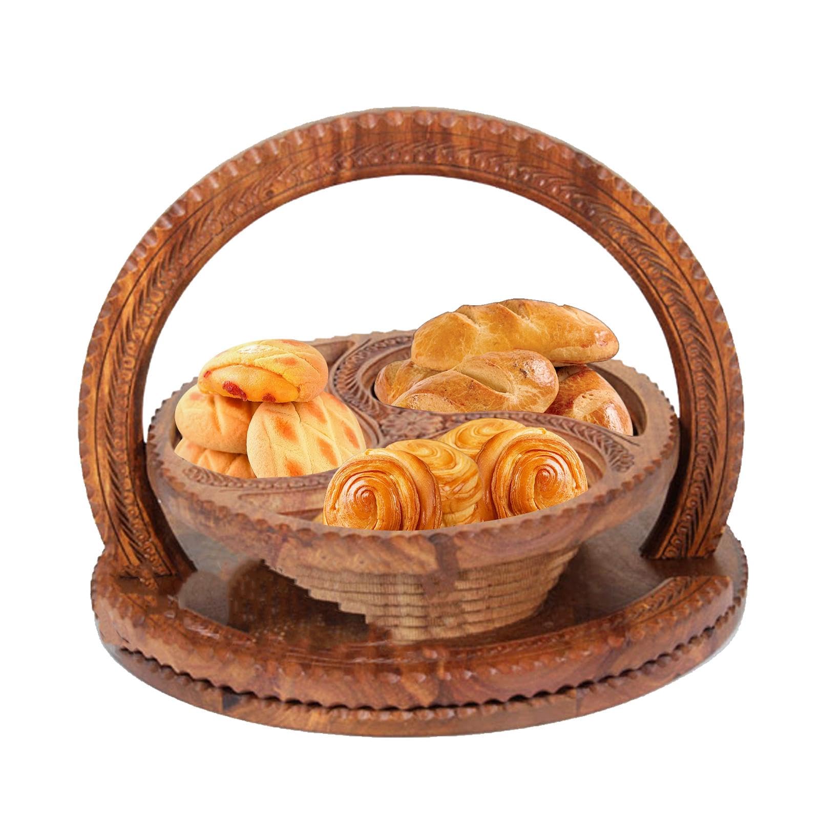 Panier pliable pour fruits secs - Panier à fruits en bois | Paniers pliables pour pain et noix, panier à fruits secs pliable rond 4 pièces, fruits secs | Paniers pliables pour et noix, panier à fruits secs pliable rond 4 pièces, fruits secs