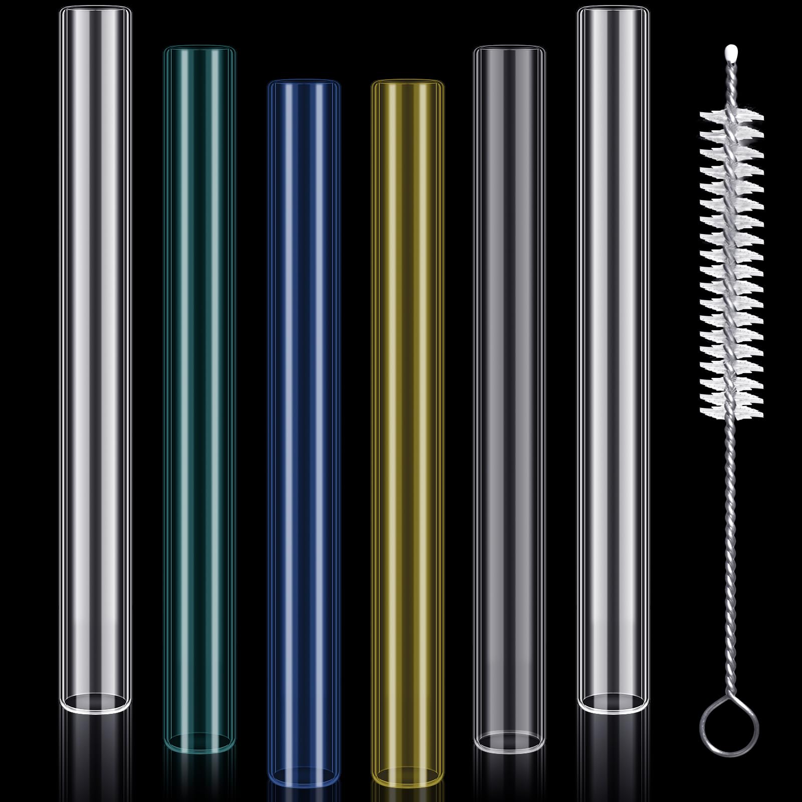 FoldTier 6 Pcs Borosilicate Glass Tubes, 12mm Od 2mm, 4 Inch, Multi Color