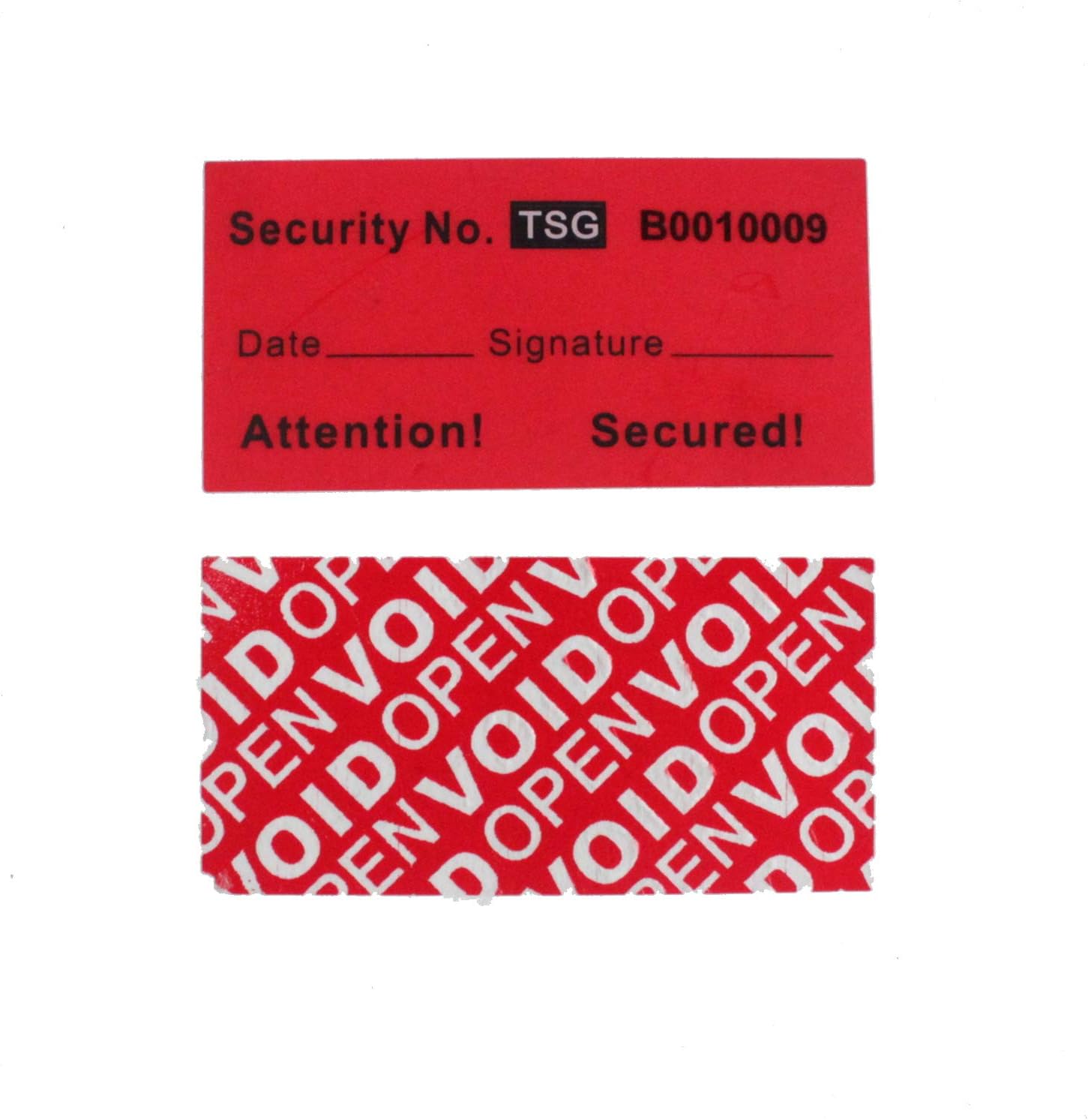 100pcs 100% Total Transfer Tamper Proof Security Warranty Void Stickers/Labels/Seals (Unique Seq. Numbers, Red, 1 x 2 Inches)