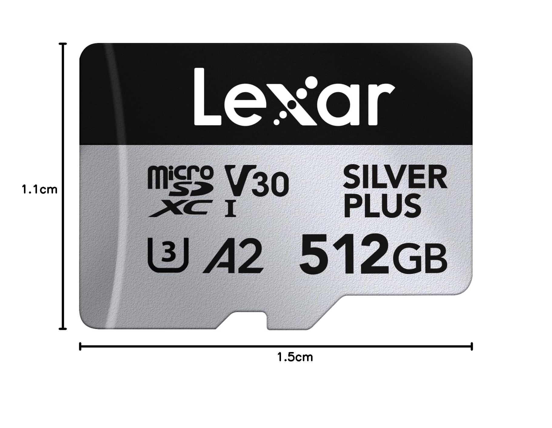 Lexar Silver Plus Karta Micro SD 512 GB, Prędkość odczytu do 205 MB/s, Prędkość zapisu do 150 MB/s, Karta pamięci Micro SD z adapterem SD, UHS-I, A2, U3, V30, Klasa 10, 4K UHD microSDXC