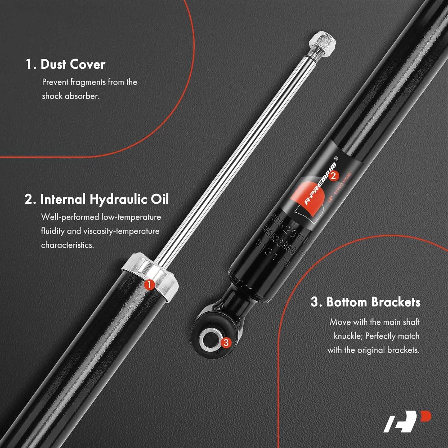 A-Premium Rear Pair (2) Shock Absorber Compatible with Mercedes-Benz X204 Series GLK250 2013-2015, GLK350 2010-2015, Driver and Passenger Side