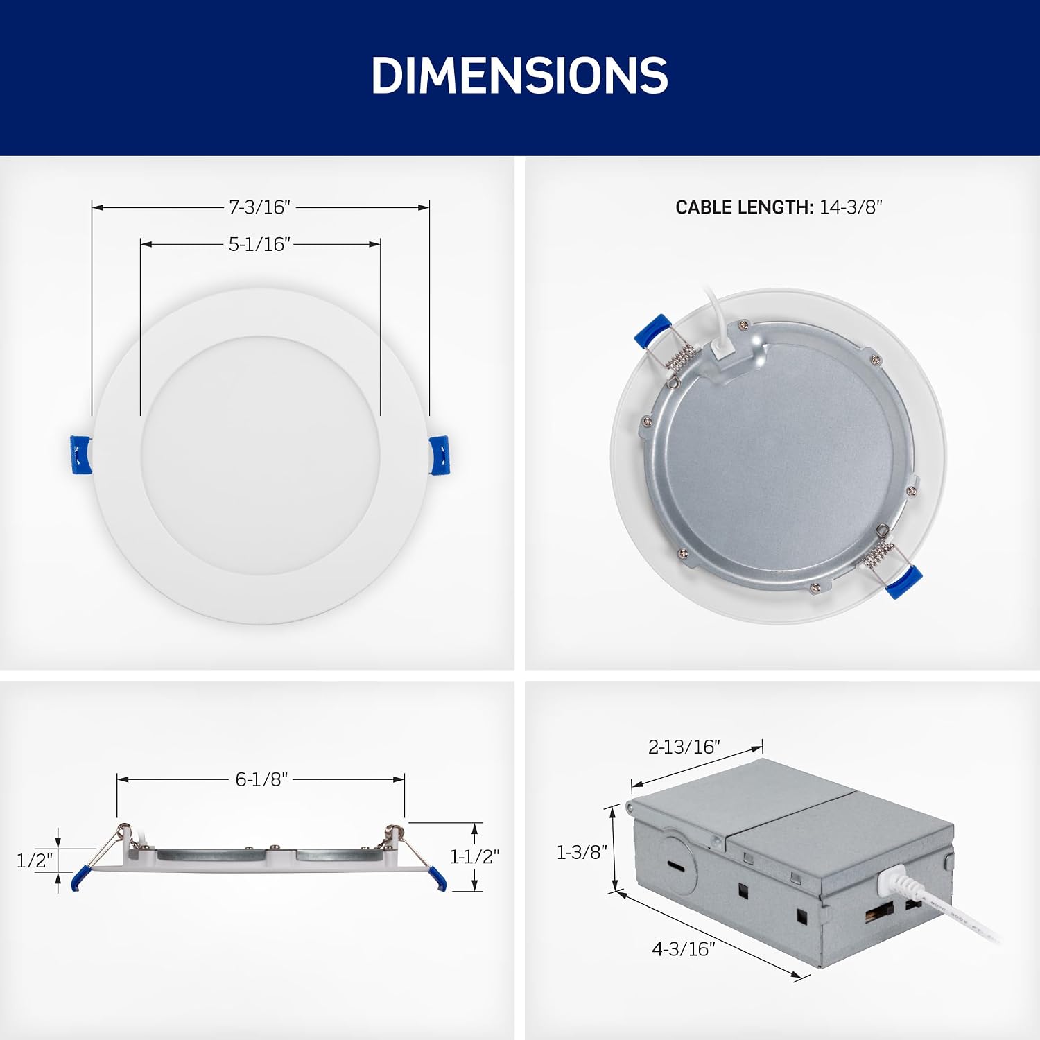Leviton DFR Series 6 Inch Ultra Slim Round Smooth LED Downlight, Selectable Lumens, 5 CCT Color Selectable 2700K-5000K, Dimmable, Wet Location, IC Rated