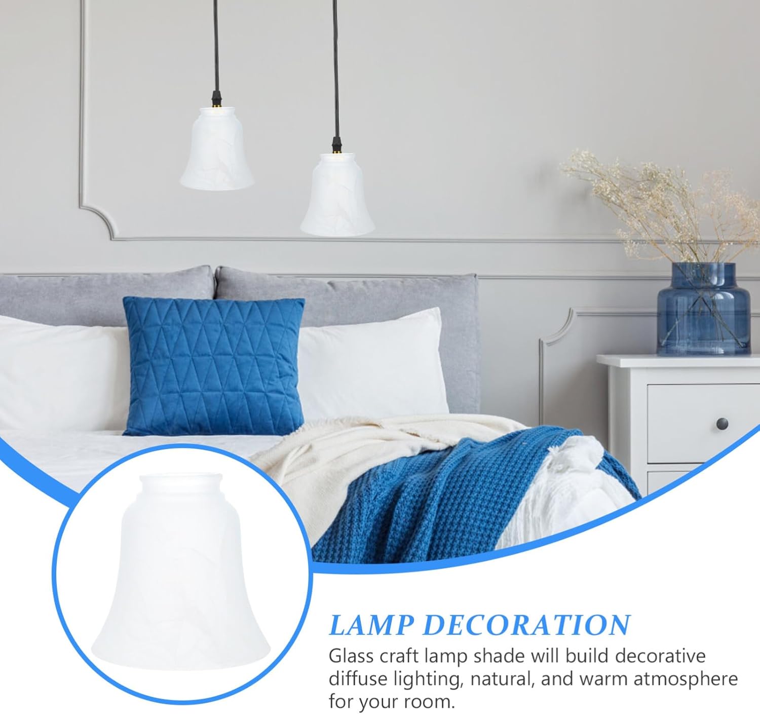 DOITOOL Ceiling Light Fixture Round Lamp Shade Flush Mount Ceiling Light Frosted Glass Cover