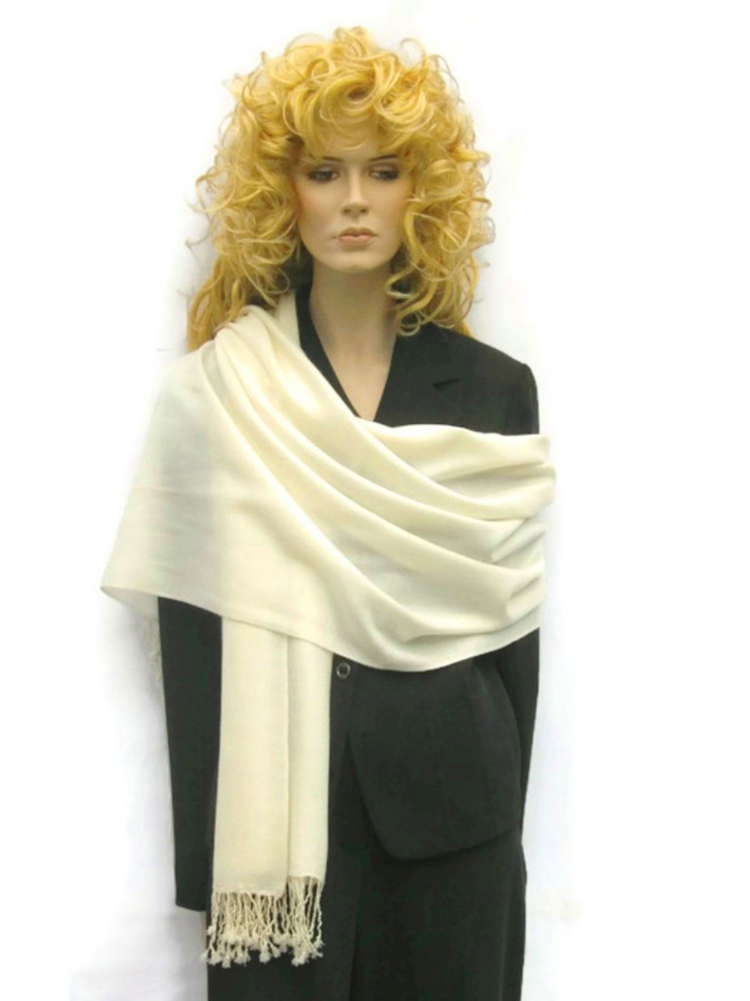 Cashmere Pashmina Group: Solid Pashmina Shawl, Scarf, Wrap & Stole(Regular Size) Vanilla