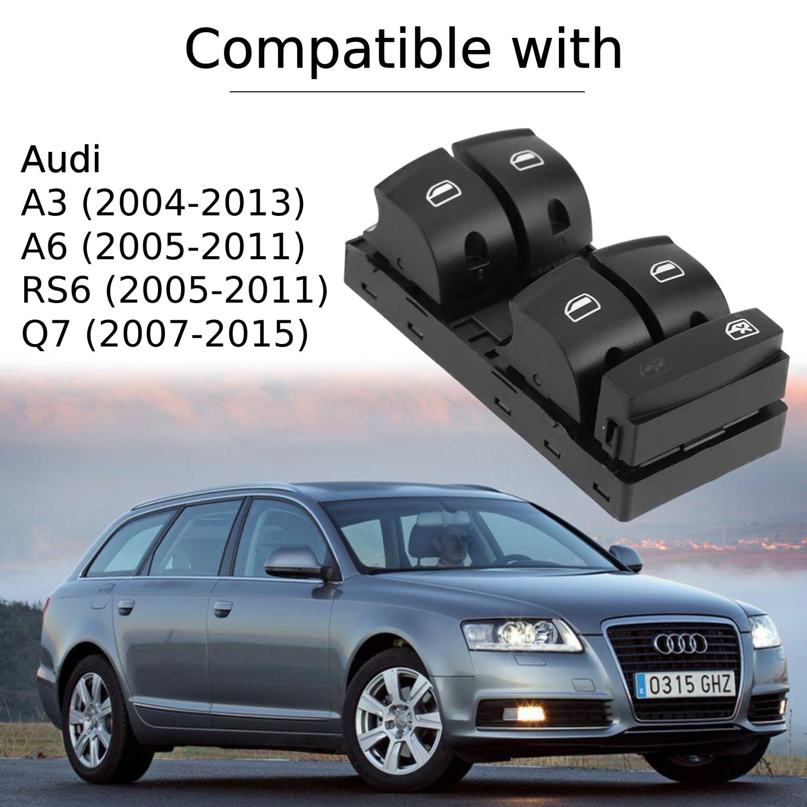 Interruttore Alzacristallo 4F0959851F Compatibile con Audi A3 S3 A6 S6 RS6 Q7 Porta Anteriore Sinistra