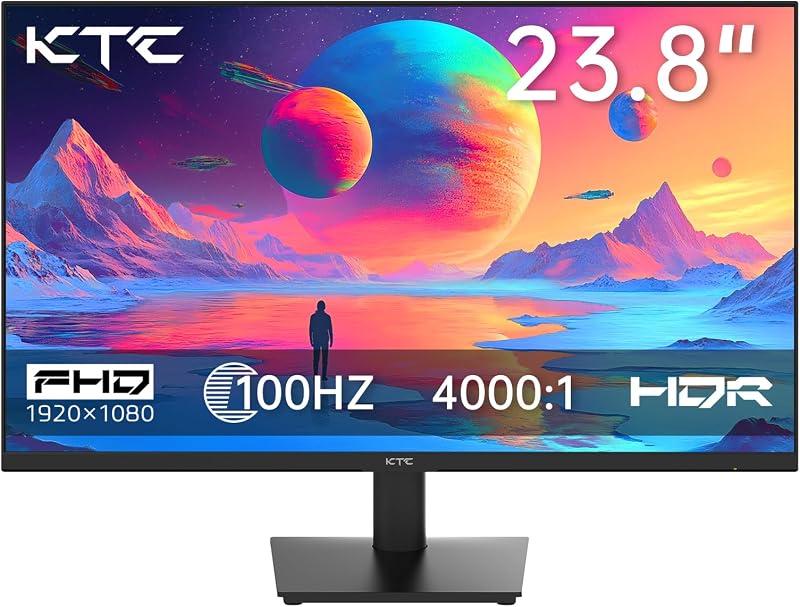 KTC 24 Inch Monitor 100Hz, FHD 1080P Computer Monitor, 4000:1, H24V27 | Frameless Design, 103%sRGB, HDMI VGA Port, Low Blue Light, Tiltable PC Monitors for Home Office, VESA Mount